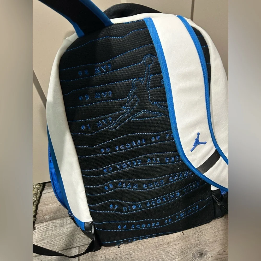Nike Air Jordan Retro X 10 Backpack White Black blue Leather Basketball bag